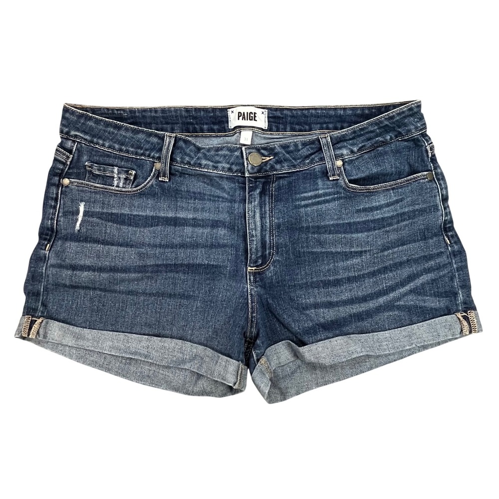 Paige Jimmy Jimmy Short Womens Dark Wash Cuffed Denim Jean Shorts Size 31
